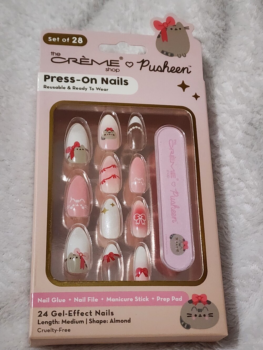 BNIB The Crème Shop x Pusheen Pink & White Press-On Nails
